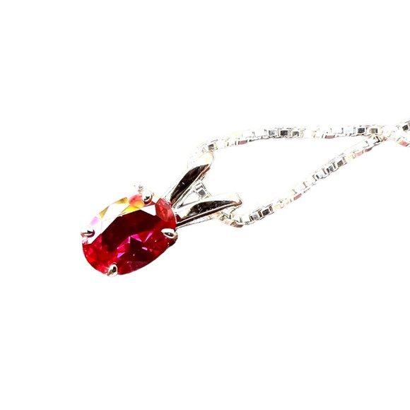 Handcrafted Ruby Pendant Sterling Silver 925 , July Birthstone, 40th Anniversary - Picture 8 of 9